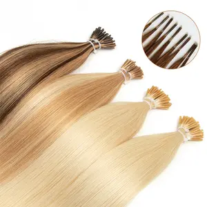 Keratin Capsule I Tip Human Hair Extensions 12inch-20inch Micro Ring Hair Straight 30g/pack Lightweight Pre Bonded Micro Link Hair 50 Strands