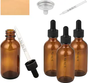 4PCS 2oz Clear Glass Dropper Bottles, Empty Leak-Proof Containers for Essential Oils, Beard Oils, Watercolor Paints & DIY Crafts