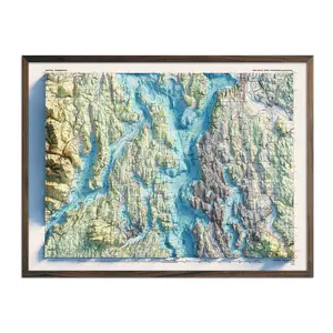 Seattle 1992 Shaded Relief Map – Vintage Topographic Map with Historic Geographical Features, Textured Wall Art for Retro Travel & Home Decor