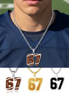 Athletes Jersey Number Necklace 67 for Men - Stainless Steel Number Necklace Athletes Number Chain Chain Personalized Charm Pendant - Inspirational Basketball Baseball Football Jewelry Gift