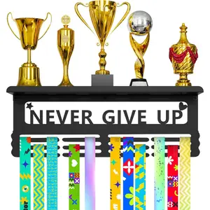 Upgraded Medal Holder Display with Trophy Shelf for Gymanstics, Race, Soccer, Swim