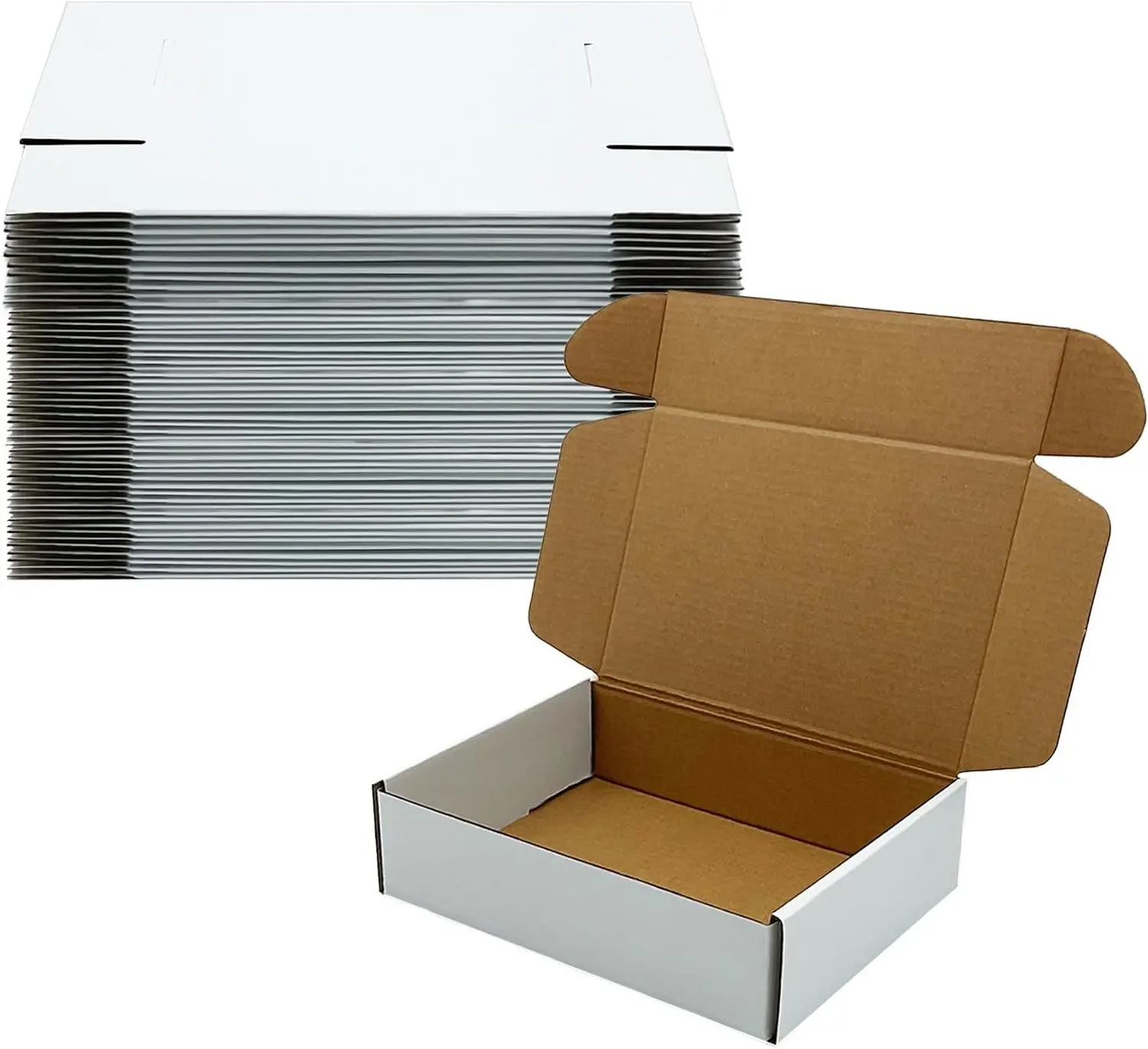 White Shipping Boxes 8x5x2 inch 50 Pack, Corrugated Mailers for E-Commerce
