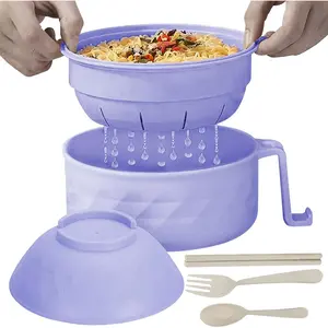 Microwave Ramen Bowl,30oz Ramen Bowl With Chopsticks and Spoon, College Dorm Room Essentials for Girls for Boys, Apartment Essentials(Purple)
