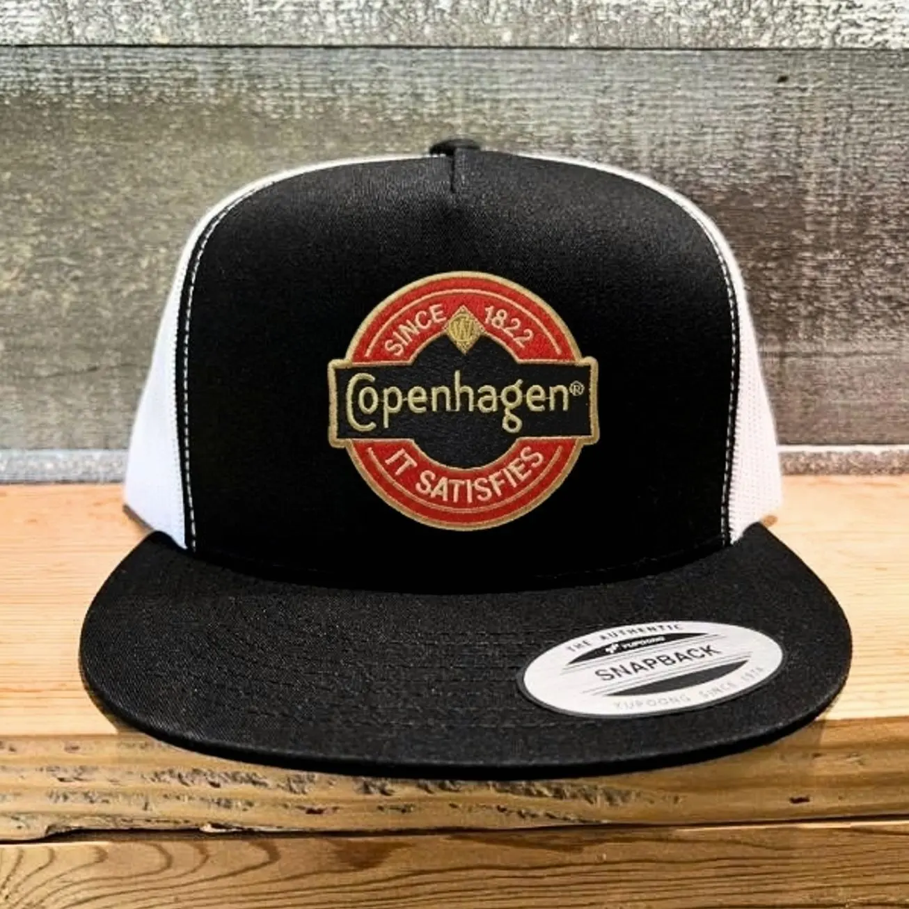 [Trending 2026] Copenhagen Old Oilfield Trucker Hat, Vintage Snapback Cap Since 1822 Patch, Charcoal Gray Mesh Hat, Western Oilfield Style, Adjustable Flat Bill Cap Gift for Him
