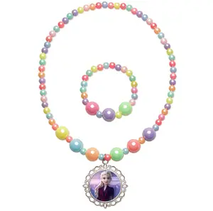 Disney Frozen Beaded Necklace & Bracelet Set - Iconic Characters & Settings Inspired Jewelry for Fans