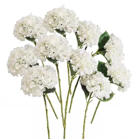 Artificial Hydrangea Flowers (5/10 Pcs), Decorative Flowers for Living Room, Bedroom and Dining Room, Faux Flower Set, Solid Color Artificial Flower Decoration for Wedding Party