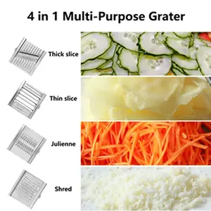 4 in 1 Multi-Purpose Vegetable Slicer, Stainless Steel Grater Cutter Shredder, Potato Slicer Vegetable Cutter Julienne, Hand-held Mandoline Food Slicer for Vegetables, Fruits Kitchen Utensils