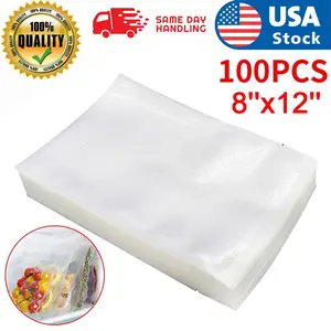 100 Quart Vacuum Sealer Bags 8x12 Embossed Food Saver Storage Package 4 Mil