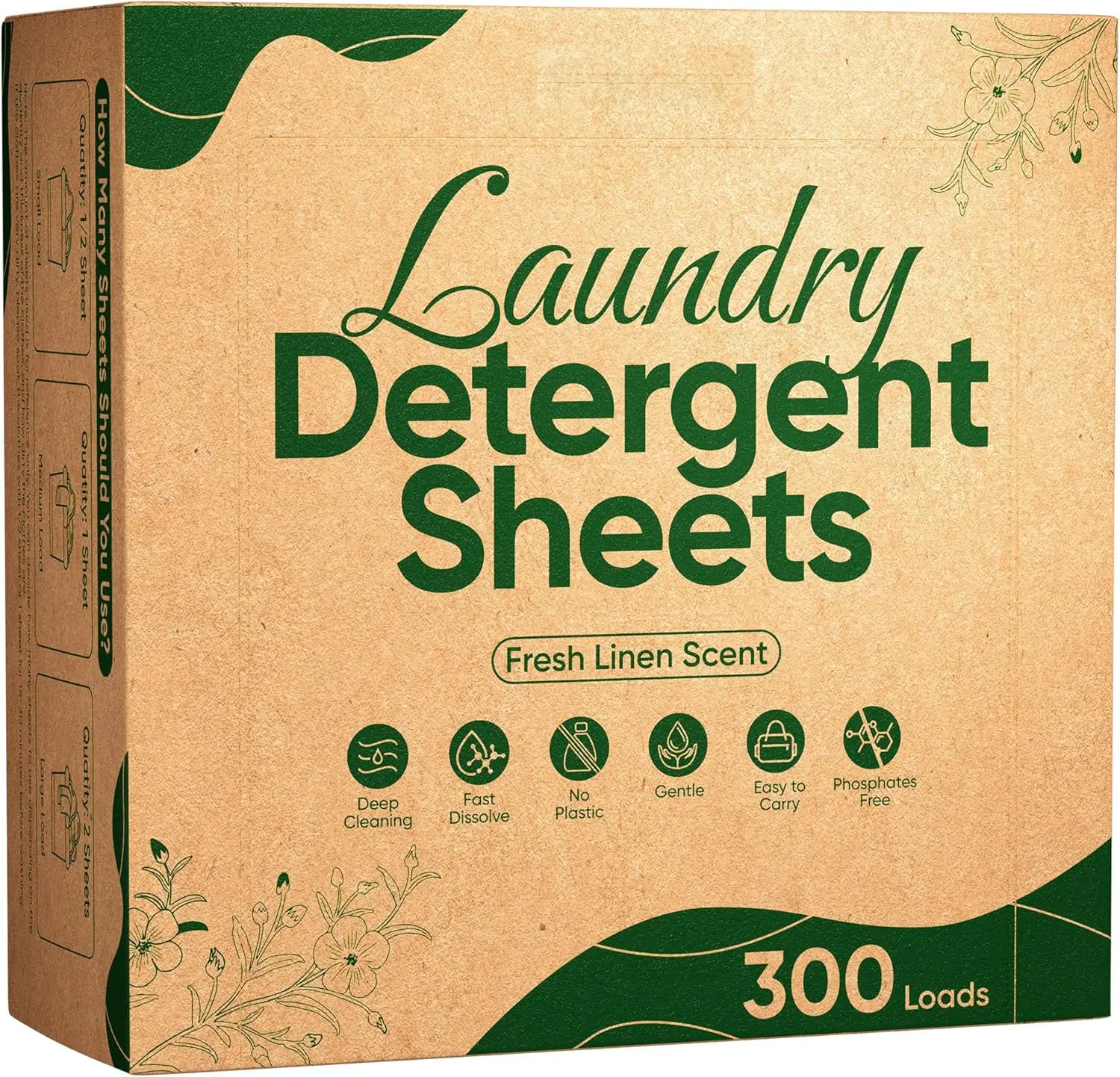 Travel Laundry Detergent Sheets Fisroa 300 Loads Eco-friendly Washing Detergent Sheets Plastic-Free Washer Strips, Fresh Linen Scent Liquidless Laundry Strips for Camping Dorm
