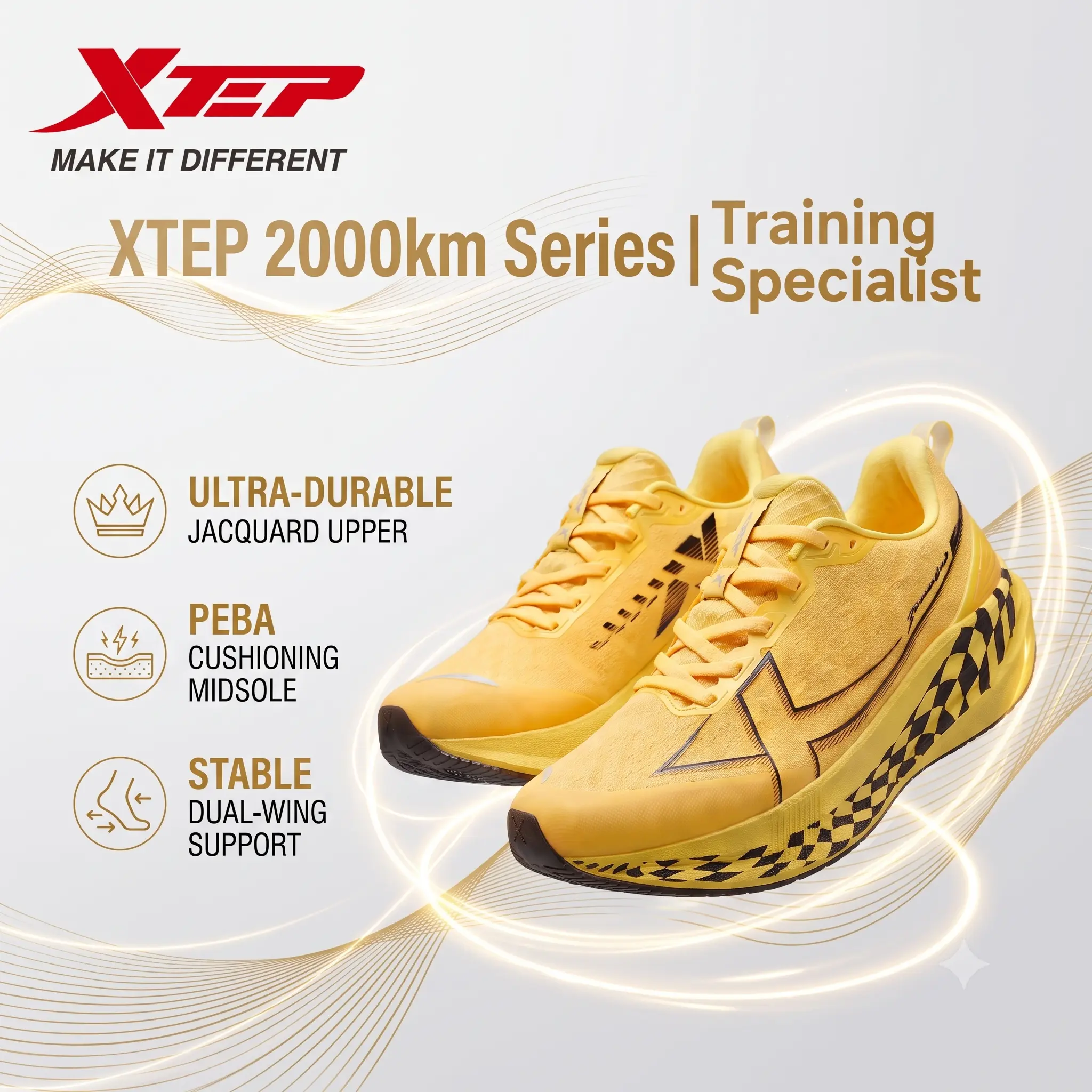 XTEP 2000km 3.0/5.0/5.0 Pro Men's Pro Running Shoes | Breathable Training Sneakers for Jogging & Marathon, ACE Midsole Comfort