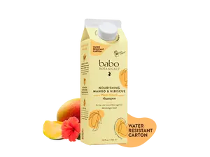 Babo Botanicals Nourishing Mango & Hibiscus Shampoo – Made with Plant-Based Ingredients – For Dry, Color Treated & Damaged Hair – Dermatologist Tested – 12 fl oz (355 ml)