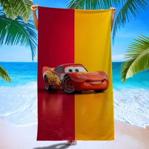 Lightning Mcqueen Beach Towel, Quick-Dry Absorbent Towel, Summer Vacation Swimming Essential, Digital Print Cartoon Towel