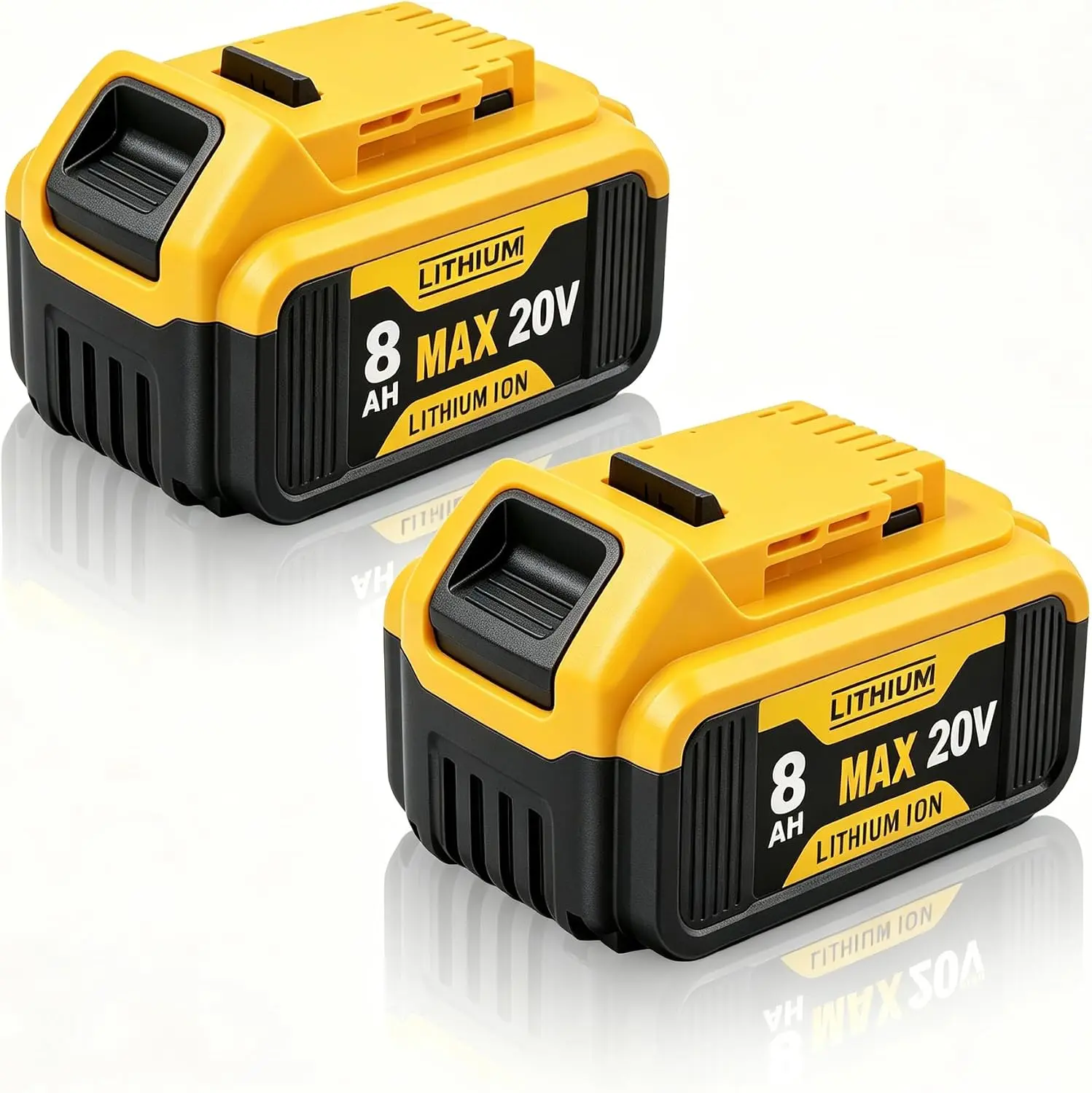 2-Pack 8Ah Capacity Lithium Ion Batteries for DeWalt 20V Max Replacement - LED Power Gauge, Multi-Safety Protection, Smart Cells, Long Cycle Life, Triple-Level Indicator volt ion dcb208 battery cordless power tool lithium-ion