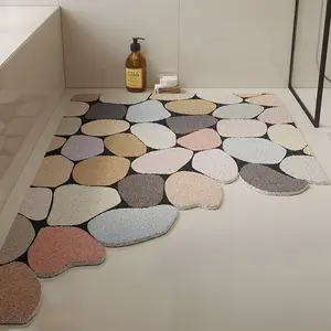 Shower silk loop floor mat, non-slip and anti-fall foot mat for bathroom, toilet, waterproof and dirt-resistant, can be cut to size, suitable for protecting pregnant women, elderly, and children