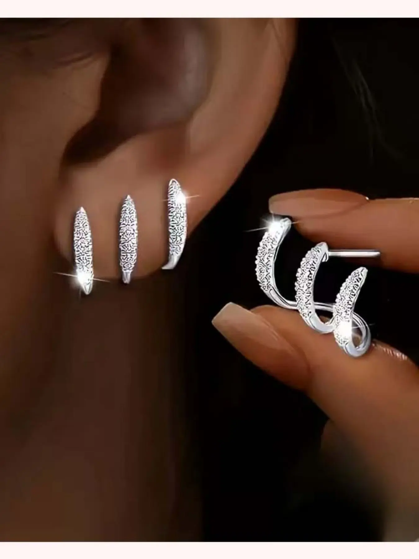 New Fashion Marquise Cut Diamond Stud Earrings, Luxury High-End Arc Design Women's Jewelry, Stylish Lightweight Diamond-Inlaid Alloy Ear Accessories, Sparkling Ear Jewelry, Brilliant Stud Earrings, High Quality Earrings, Trendy Earrings