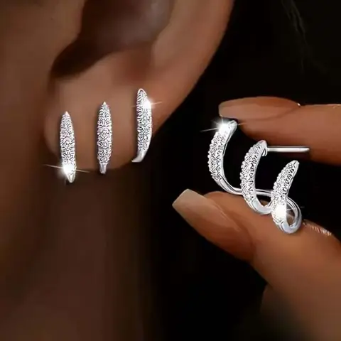 New Fashion Marquise Cut Diamond Stud Earrings, Luxury High-End Arc Design Women's Jewelry, Stylish Lightweight Diamond-Inlaid Alloy Ear Accessories, Sparkling Ear Jewelry, Brilliant Stud Earrings, High Quality Earrings, Earrings Studs