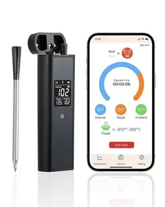 Smart Bluetooth Wireless Meat Thermometer, Long-Range Food Thermometer with Wireless Probe, Standalone Display Base, Dual Sensors, Perfect for BBQ, Oven, Smoker, Grill