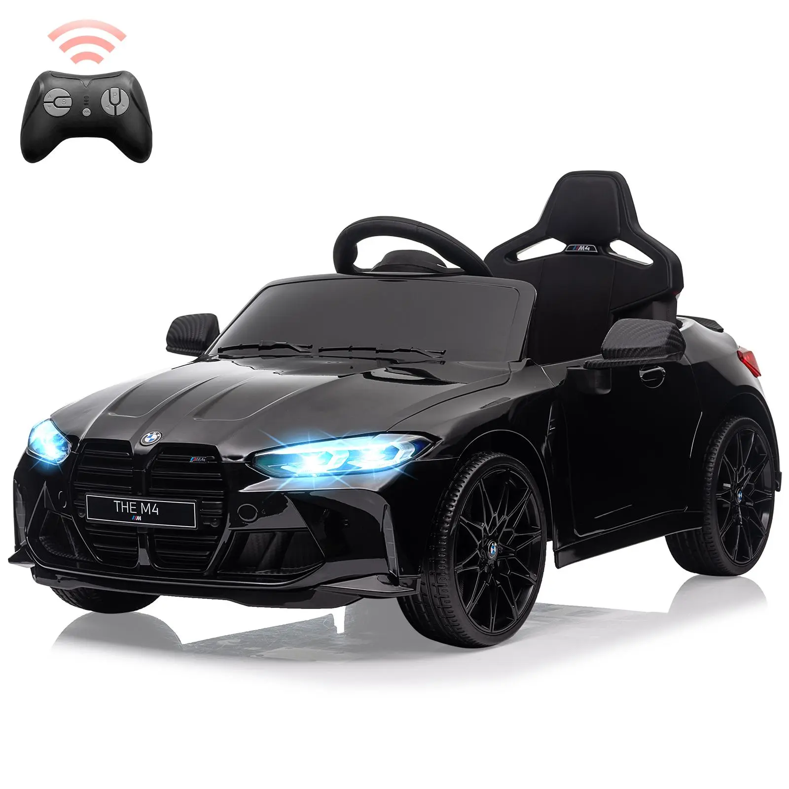 Gaomon 12V Kids Electric Remote Control Kart, 3-Speed Ride On Sports Car with Dual Motors, Suspension, Bluetooth MP3, USB, LED Lights, Double Doors for Ages 3-7