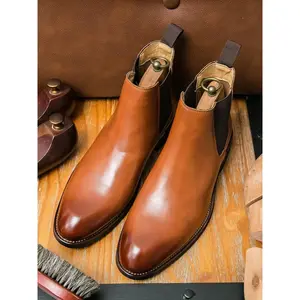 Men's Business Fashion Chelsea Boots, Casual PU Leather Closed Ankle Boots for Fall & Winter, Male All-match Shoes for Daily Wear FootwearRAIMENTRY