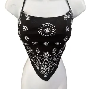 Black & white bandana top with tie around neck & back Womenswear Tube Lady Short
