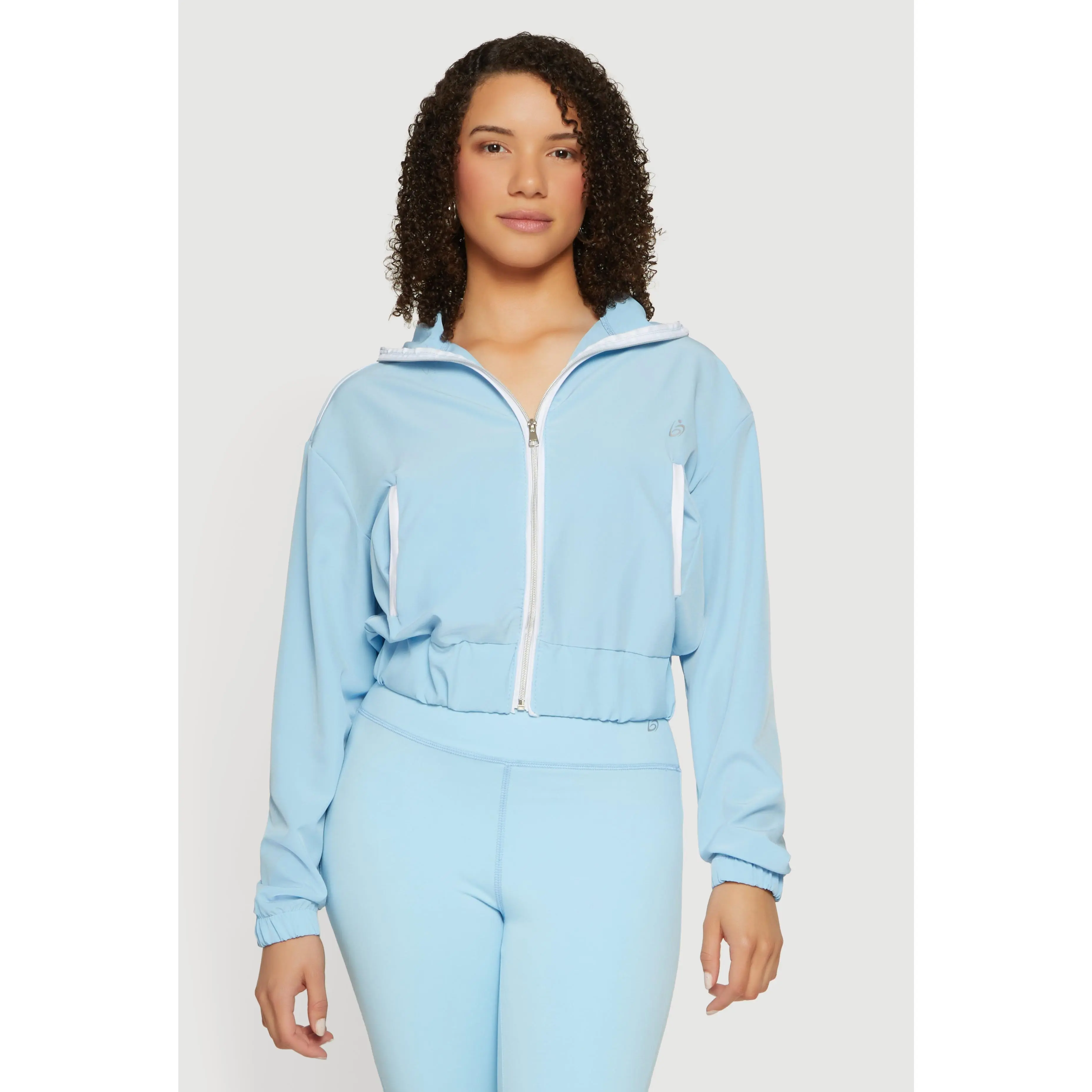 Contrast Trim Zip Front Cropped Track Jacket