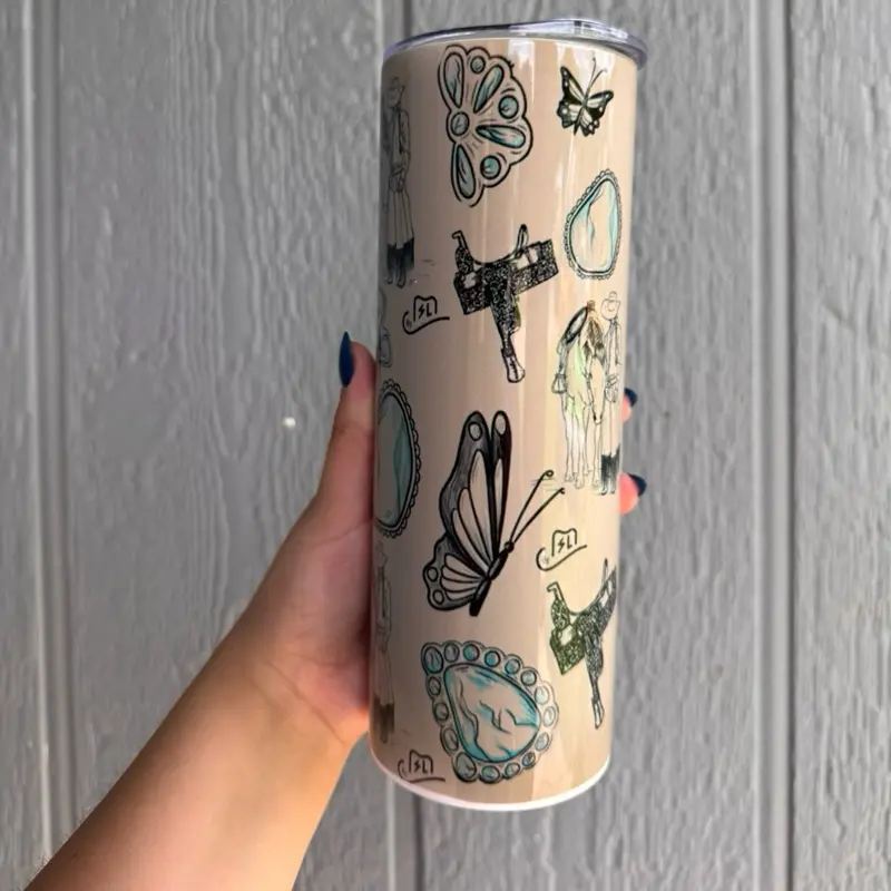 CBSL butterfly turquoise brand Tumbler cup CBSL butterfly turquoise brand Tumbler cup