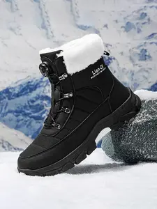 Women's Winter Sports Snow Boots, Breathable PU Material, Elastic Lace-Up Ankle Support, Durable PVC Sole, All-Season Outdoor & Casual Use, Winter Warm Boots