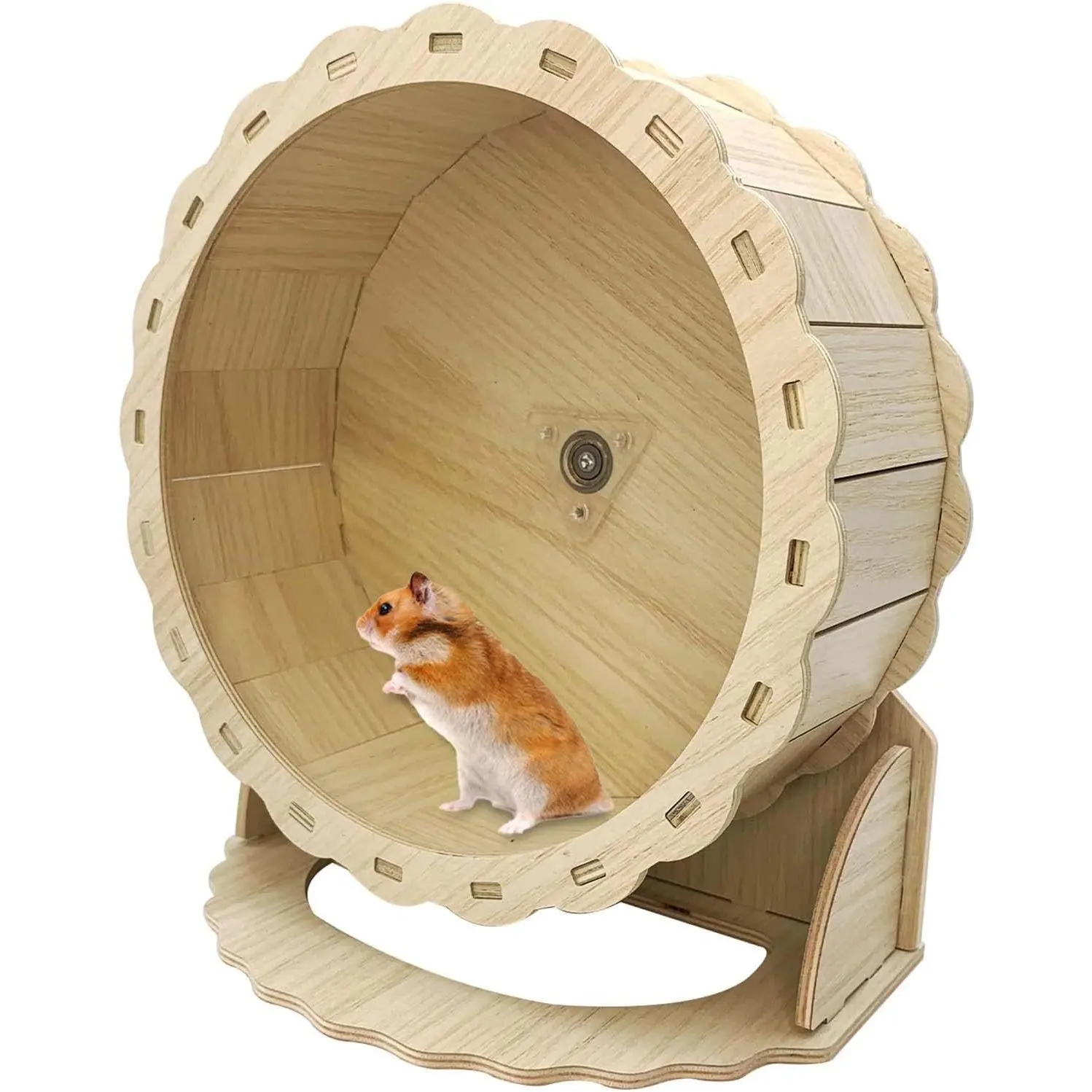 Wooden Hamster Wheel, Small Pets Exercise Wheel, Silent Running Wheel for Gerbil, Mice, Guinea Pigs, Dwarf Syrian Hamster (8.26in)