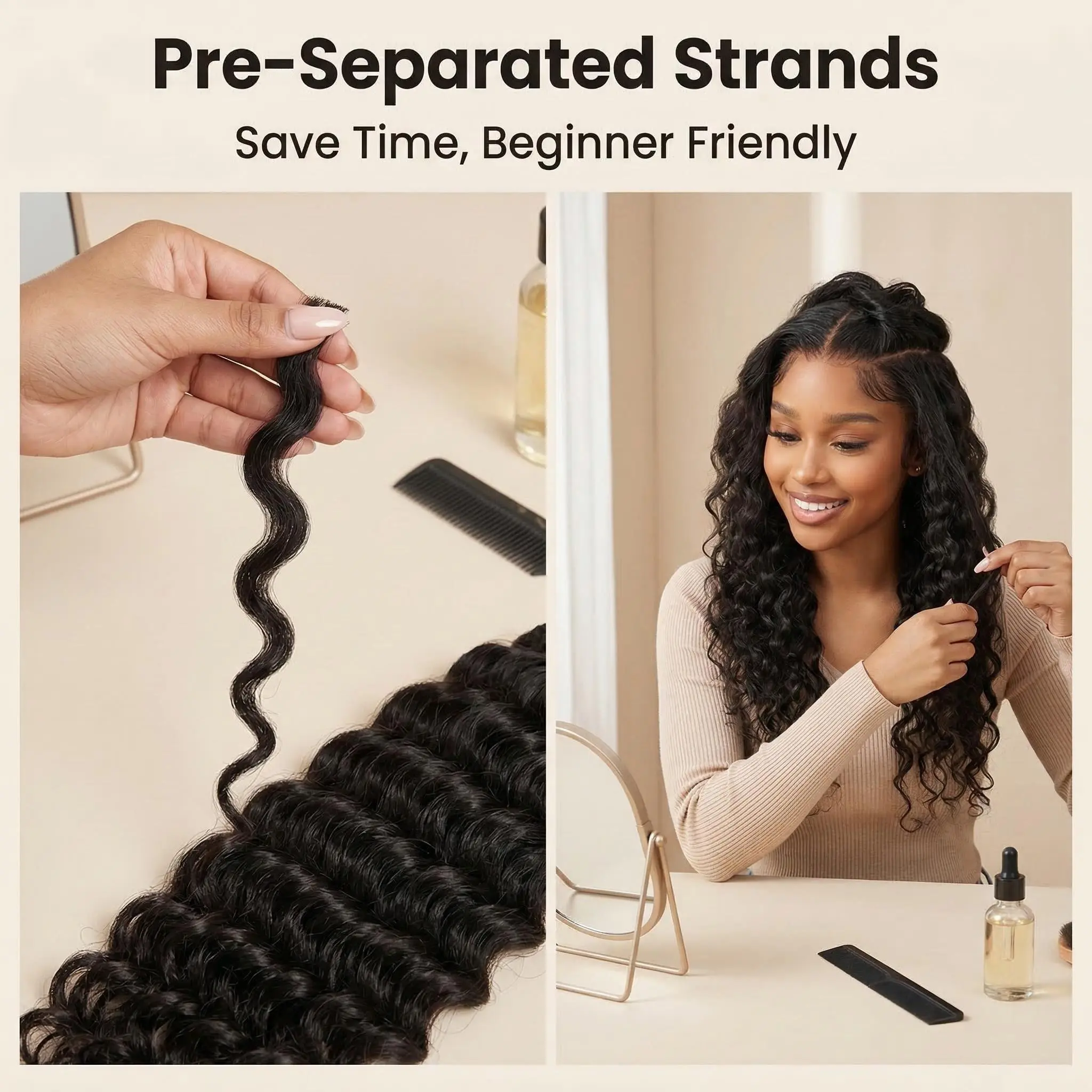 14 Inch Knotless Pre-Separated Deep Wave Crochet Hair Extensions 120g S08d5e012d3334ca1ae44594ba7de0  main image 2