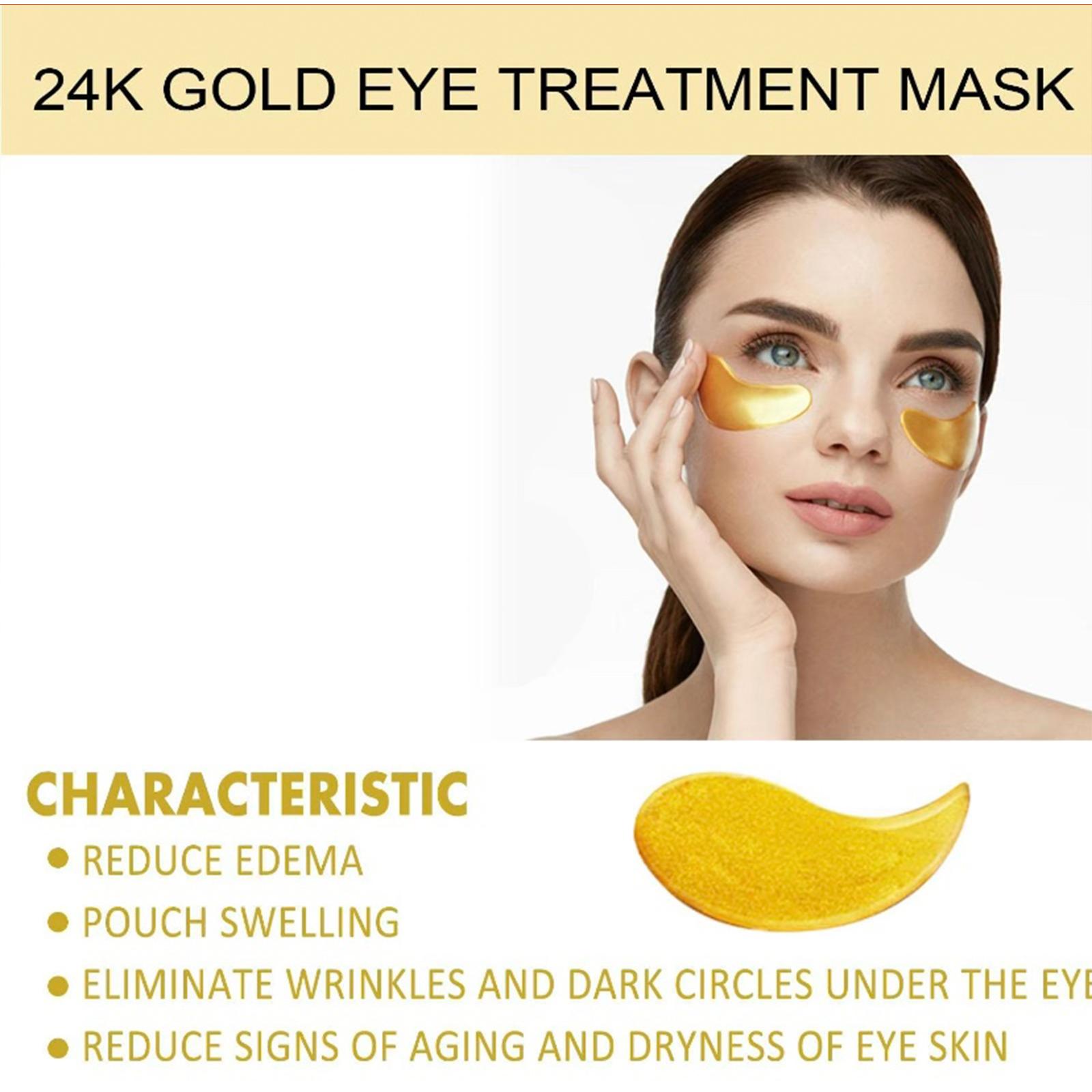 EELHOE 60PCS, 24K Gold Eye Patches for Puffy Eyes Treatment, Eye Masks for Dark Circles and Puffiness, Non-lrritating Eye Mask Skincare, Eyes Bags Treatment, Eye Gel Pads 24 k