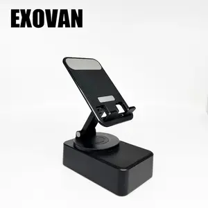 2PCS Wireless Audio Bluetooth Speaker 5in1 Phone Holder Emergency Rechargeable withColorful Ambient Light 300° Foldable for Tablet iPhone Android, Gifts for Men Women ，Black with LED Nightlight Wireless Induction Bluetooth Speaker Stand