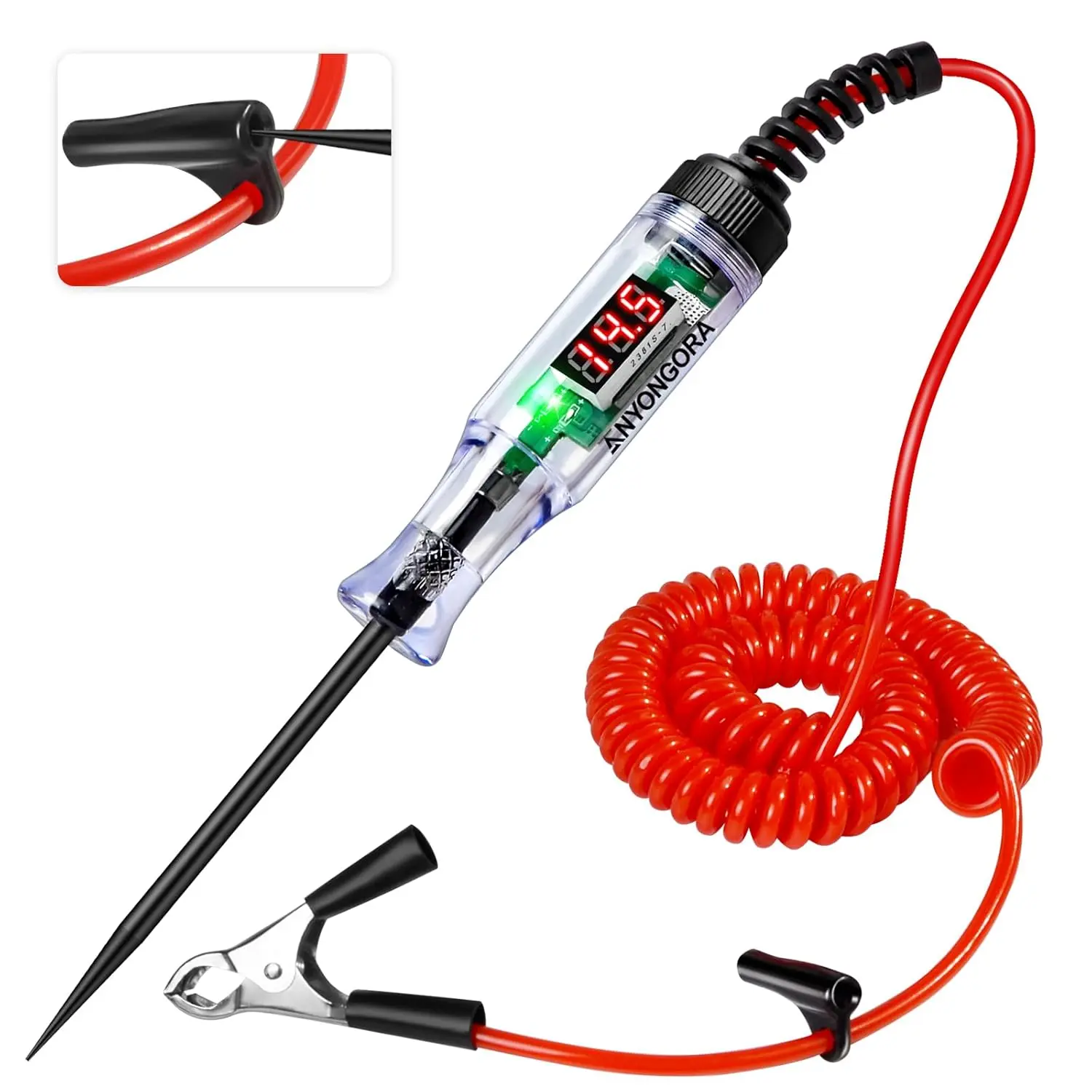 Automotive Test Light with 5-90V LED Digital Display,Auto Circuit Tester with Voltmeter & Dual Color Polarity Indicate, Electric Test Pen W/Stainless Probe for Car/Truck/SUV Checker