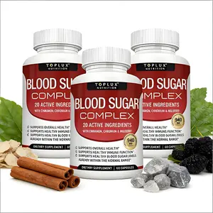 Blood Sugar Complex Supplement – Supports Healthy Glucose Levels with Cinnamon, Chromium & Bitter Melon ，20 Active Ingredients，Non-GMO, 60 Capsules (1pcs)