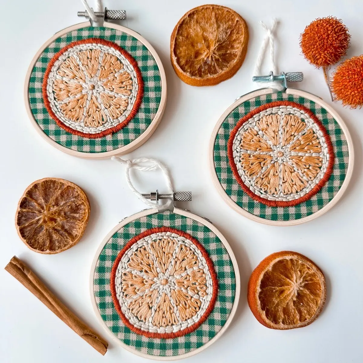 Dried Orange Slices Ornaments DIY Embroidery Kit with Video Tutorial