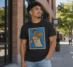 Crazy Hispanic El Codazo Wemby Basketball Player TShirt Spurs Lotería Style Graphic Tee Retro Sports Fan Shirt Vintage Inspired Unisex Tee