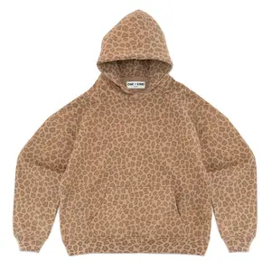 Premium Leopard Hoodie |     Weighted |     Cheetah Pattern Sweatshirt Menswear Tops Camo Cotton