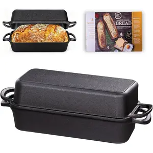 Cast Iron Loaf Pan with Lid, Large Loaf Pan for Sourdough, Homemade Bread Baking, Even Heat Distribution, 5.8Qt