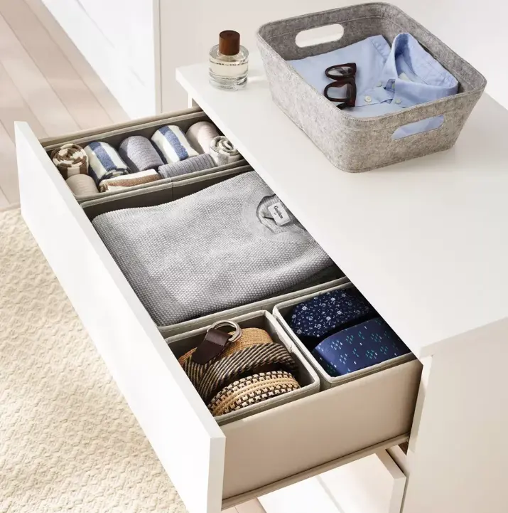 Set of 4 Collapsible Fabric Drawer Organizers, Foldable Storage Bins for Closet, Dresser & Home Organization