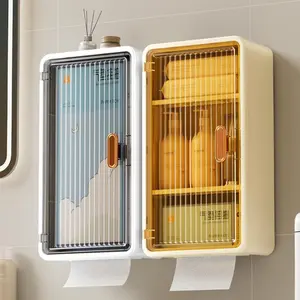 Wall Mounted Tissue Storage Box, Punch Free Tissue Holder, Toilet Paper Organizer, Tissue Dispenser, Bathroom Tissue Storage Box, Home Organizer for Bathroom, Kitchen, Living Room, Bathroom Necessities