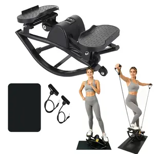 【Deals for You Days】Rocking Stepper Machine, Quiet 3D Lateral Rock Stepper with Resistance Bands for Home Workout, 330 lbs Capacity, Compact Design with Built-In Counter​​​​​​