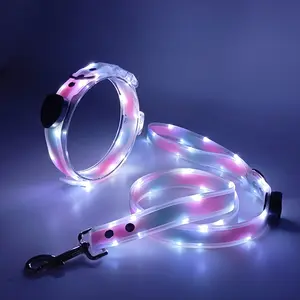 Nighttime Dog Walking Gadget LED Flashing Leash Pet Anti-Loss Device Anti-Collision Collar for Large Medium and Small Dogs