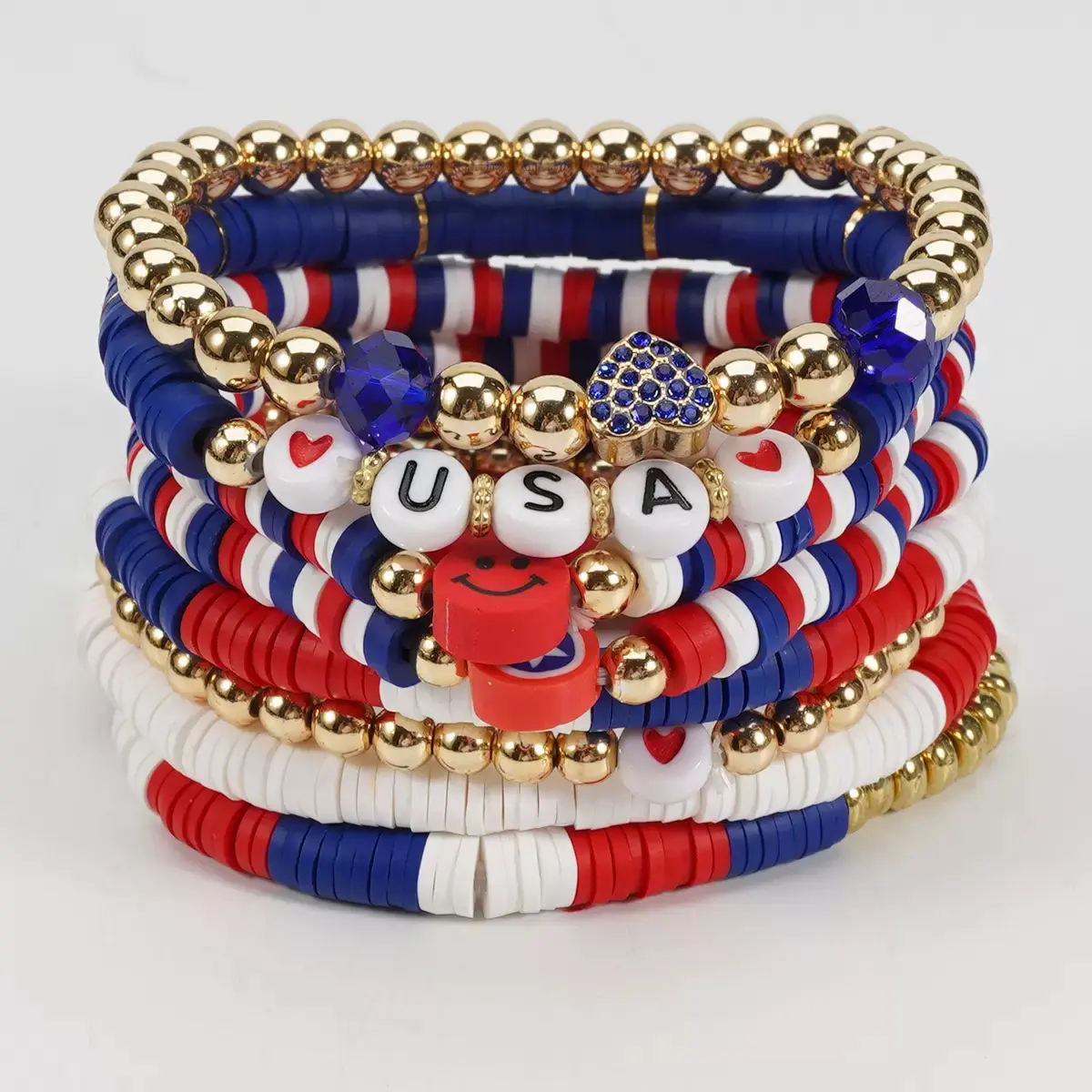4th of July Bracelets-250Anniversary USA American Flag Accessories,Red White Blue, Patriotic USA JewelryIndependence Day Gift for Men Women