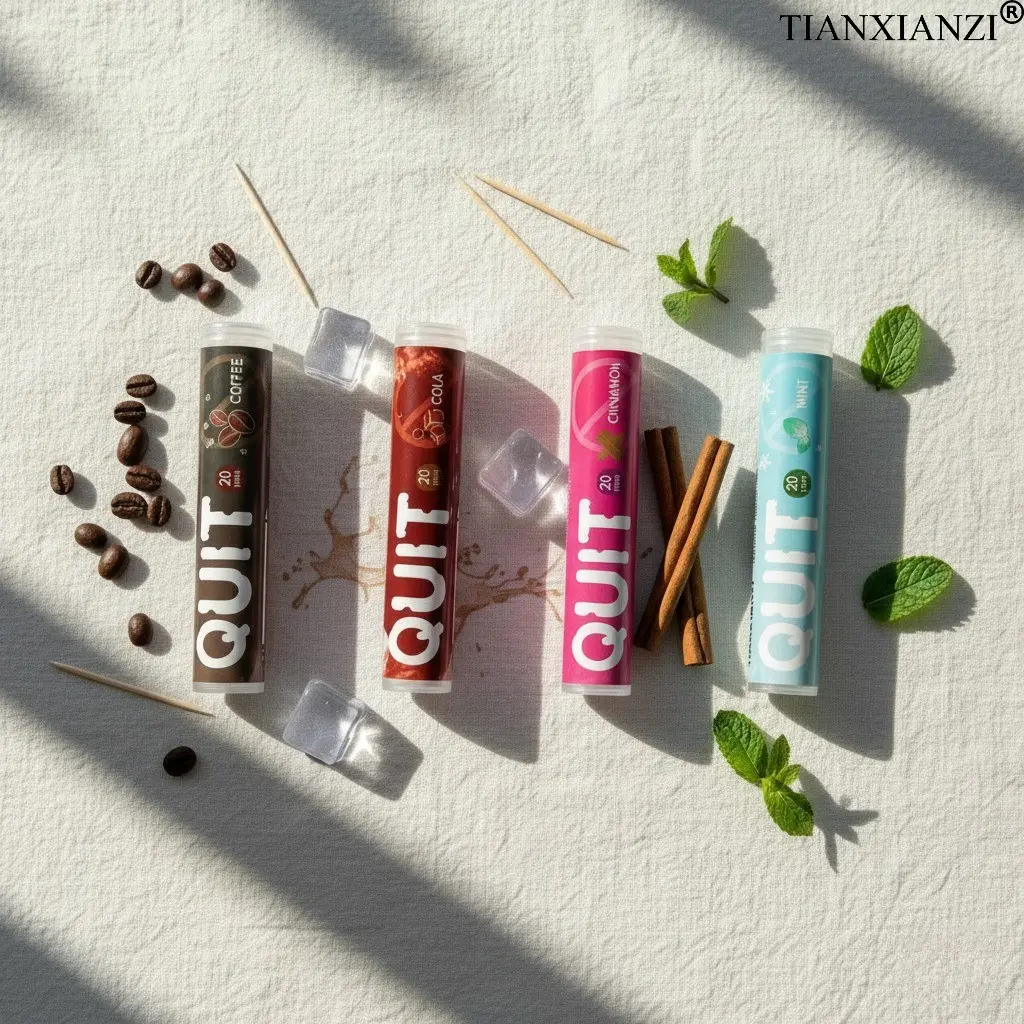 2 Box Flavored Toothpicks with Portable Case, Cola Scent, Cinnamon Scent, Coffee Scent, Mint, Slender and Sturdy Sticks, Fruit Flavor Breath Freshening, Travel Home Daily Use - QUIT Series