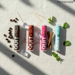 2 Box Flavored Toothpicks with Portable Case, Cola Scent, Cinnamon Scent, Coffee Scent, Mint, Slender and Sturdy Sticks, Fruit Flavor Breath Freshening, Travel Home Daily Use - QUIT Series