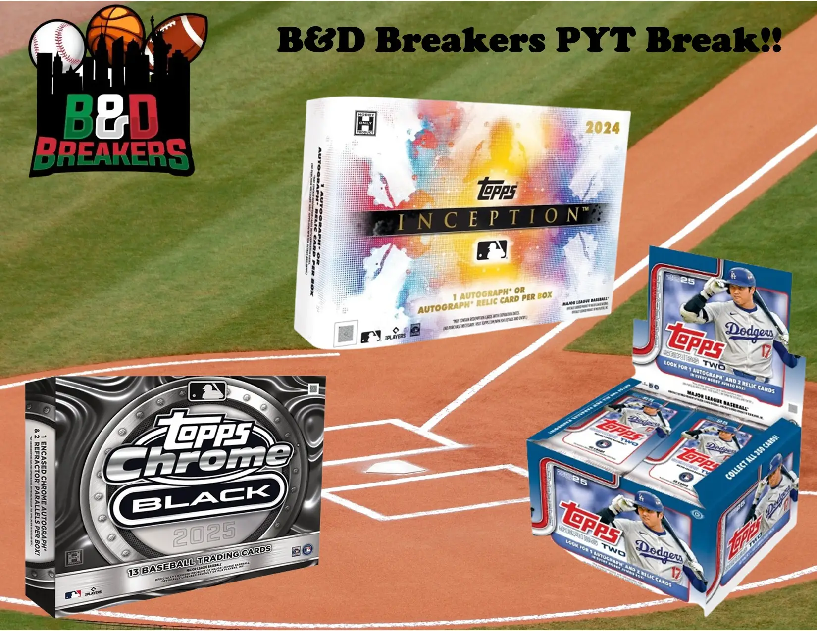 1x 2024 Topps Inception hobby box & 1x 2025 Topps Chrome Black hobby box & 1x 2025 Topps Series Two jumbo box - PYT break - 3 total boxes -250718-3