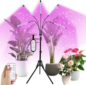 5-Head Adjustable LED Lights, Full Spectrum Grow Lamp with Timer, Warm White Light for Indoor Plants