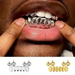 3-Piece Hollow Grillz Set – Polished Hip Hop Y2K Teeth Jewelry for Men & Women