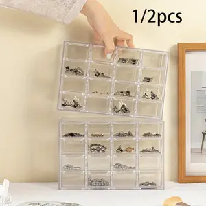 Desktop Storage Cabinet with 16 Mini Drawers, Plastic Drawer Organizer Box, Ideal for Pens, Jewelry, Hair Clips, Rubber Bands, Contact Lenses
