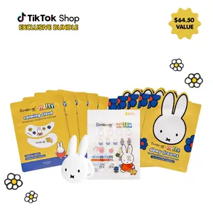 The Crème Shop x Miffy 5 Day Skincare Bundle - Hydrating Sheet Mask, Calming Under Eye Patches, Blemish Patches & Dual-Sided HD Mirror - Gentle, Cruelty-Free, Daily Dewy Essentials Hyaluronic Hyaluronic Acid Lavender Soothing
