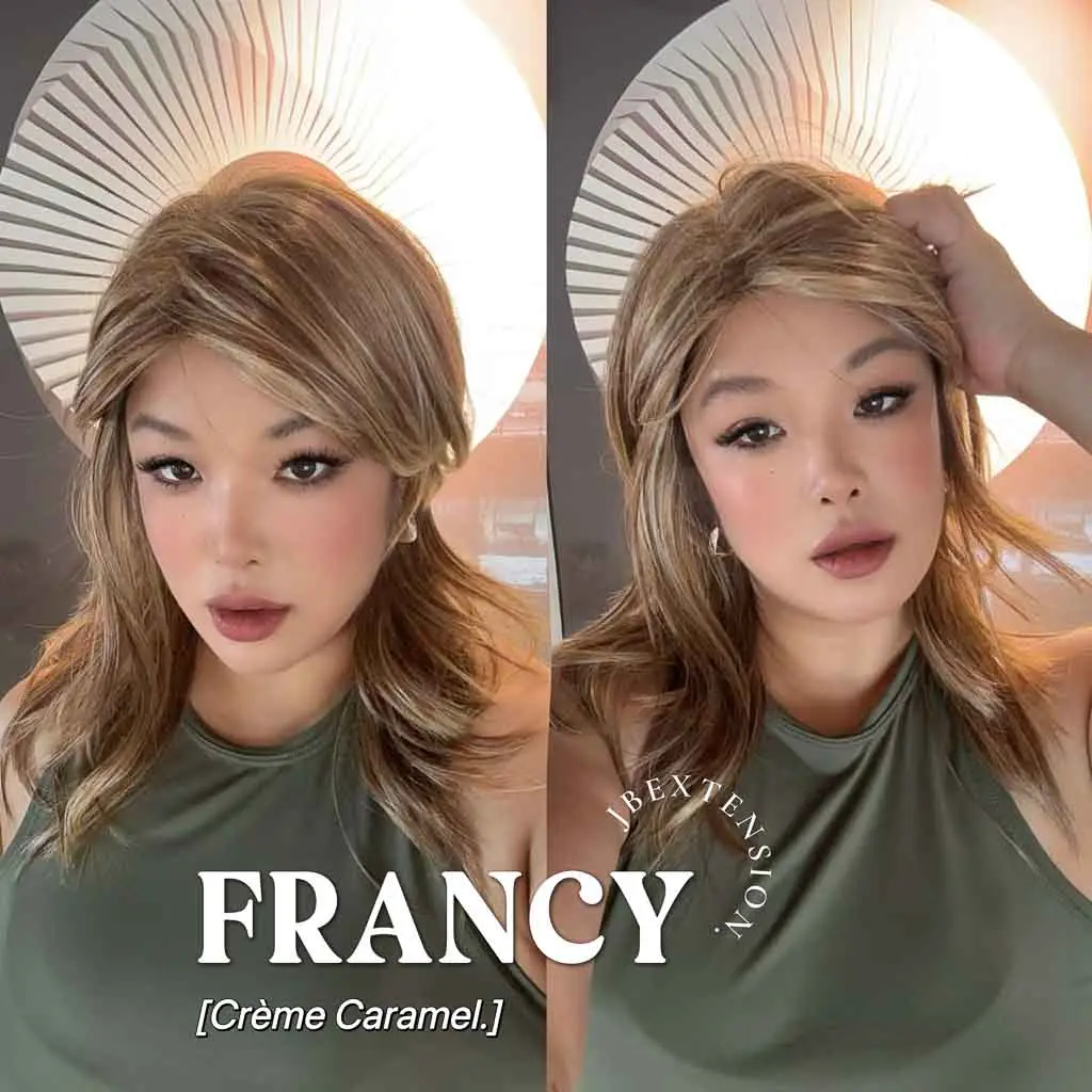 JBEXTENSION 18 Inches Women Fashion Full Machine Wig FRANCY【PLUS PERMATEASE】【BENDY EAR TABS】 Realistic Illusion Hairline Fluffy